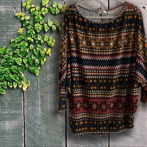 Frumos Southwest boho Sweater Top size M